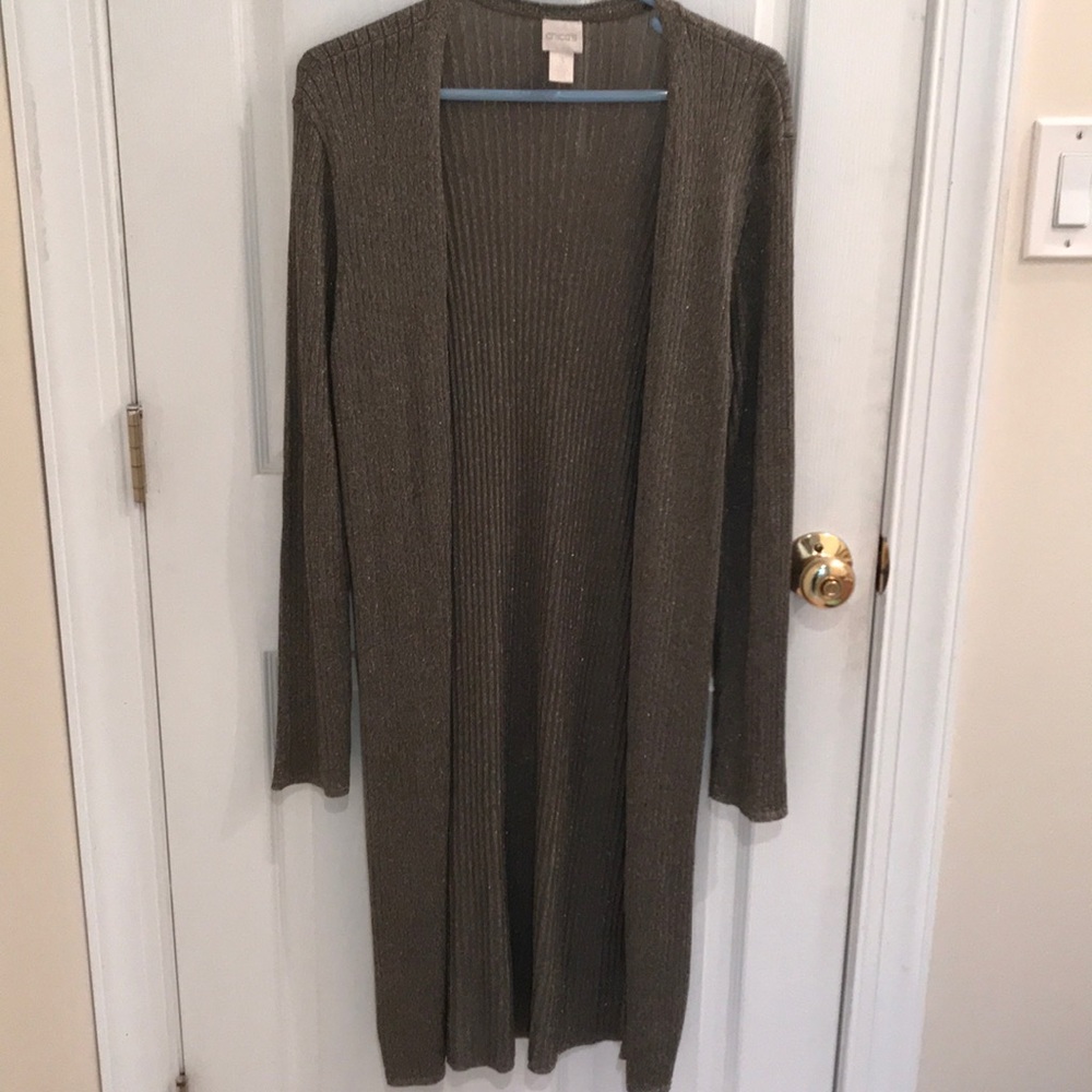 Knit metallic sparkle long cardigan by chicos